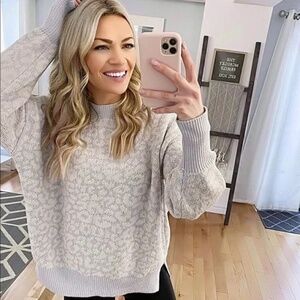 Abercrombie & Fitch So Soft Collection Blue Leopard Print Sweater XS